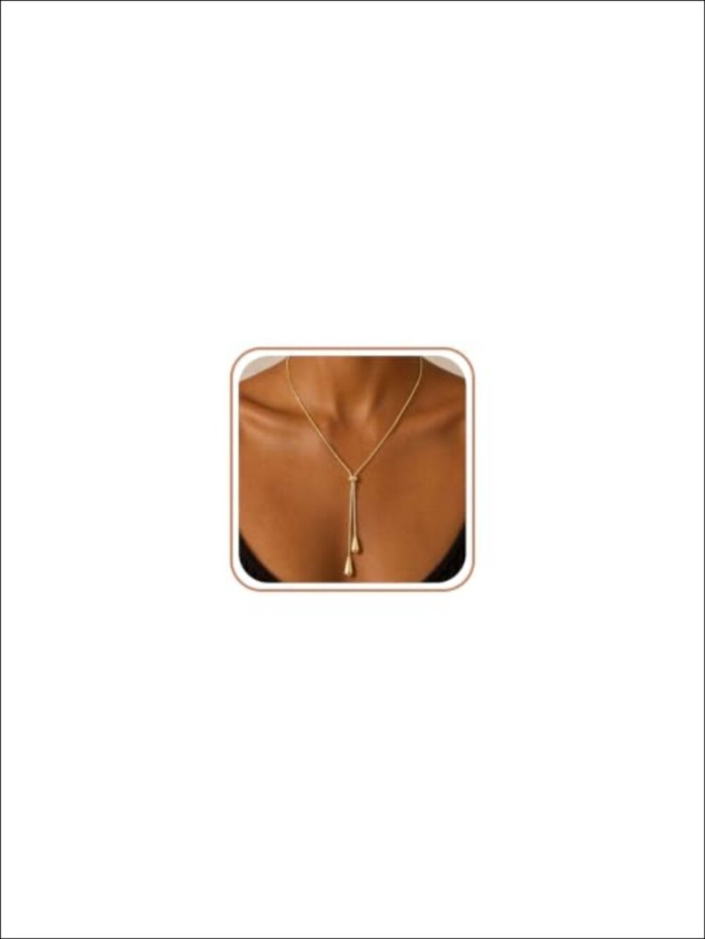 Lariat Y Drop Necklace 14K Gold Plated Brass Adjustable Pendant